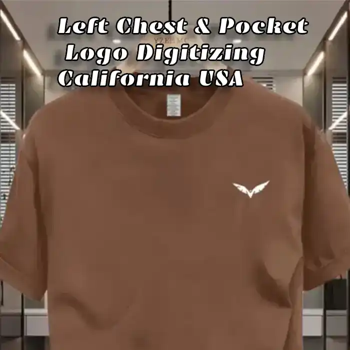 Left Chest & Pocket Logo Digitizing California USA