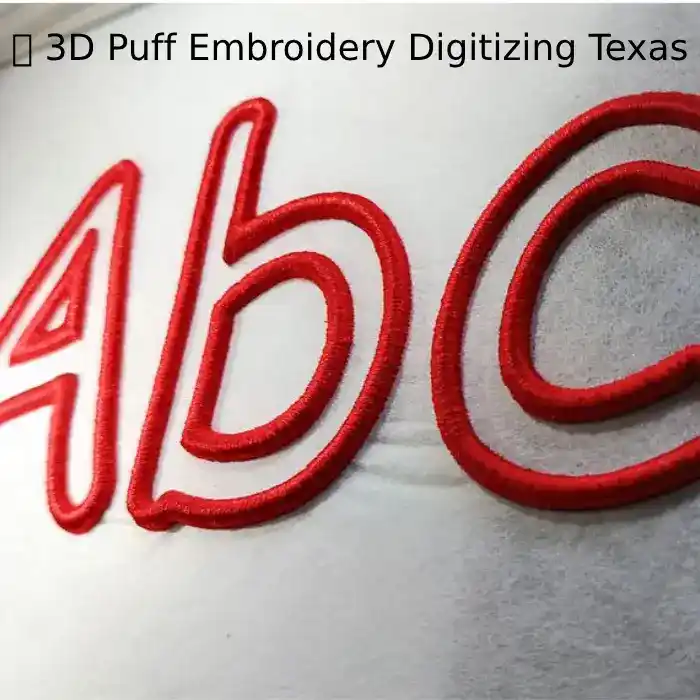 🧵 3D Puff Embroidery Digitizing Texas